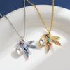 European and American Style Colored Zirconia Hummingbird Pendant Necklace - Elegant and Versatile