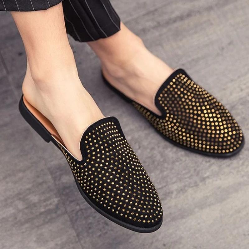 Fashion Slides Mules Half Outdoor Men's Shoe Flat Summer Sale High Quality Fashion Trend 2025 Elegant Rubber Low Price Fun Male Slipper