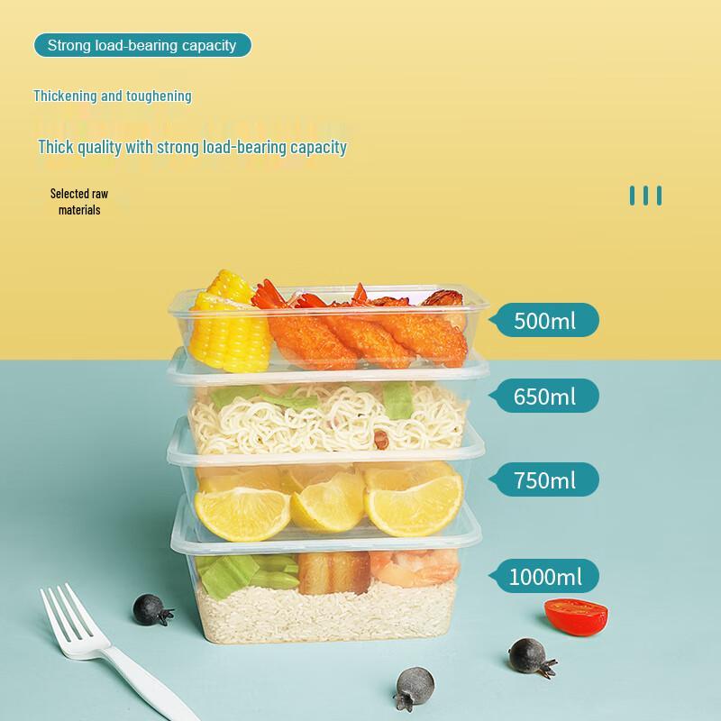 Chu Wan Ya 1000ml Round Disposable Plastic Food Containers with Lids, 300-Pack