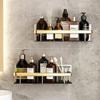 2 Pcs Aluminium Heavy Duty Self Adhesive Bathroom Shelf for Wall, Multipurpose Wall Mounted Bathroom Organiser, Washroom Organizer (Gold)