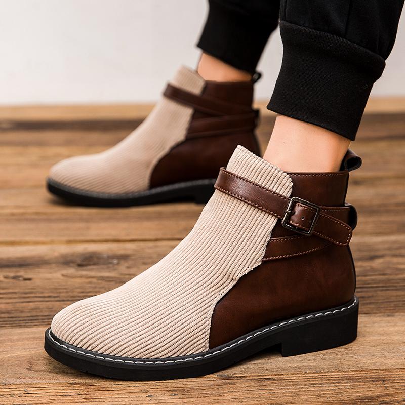 Outdoor Herren Stiefelette Herren Casual Britischer Stil Kurze Stiefel Neue High-Top Schuhe Mann Klassische Retro Leder Chelsea Boots