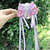 Japanese Kimono Fabric Flower Folding Fan Children Hair Accessories Clip Tassel Headwear Headdress Barrette