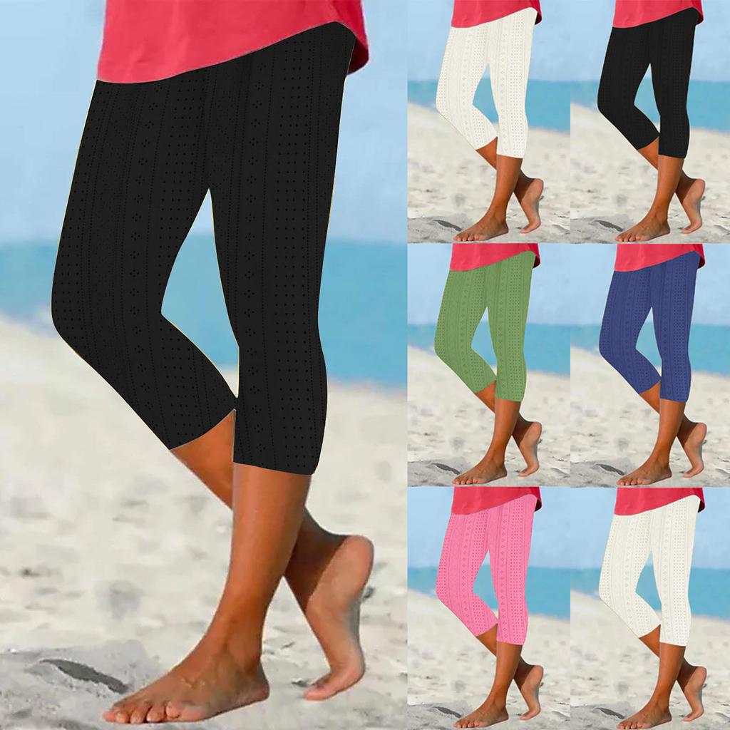 Women’s -Colored Simpled - Lock Bottoming Yoga Pants, Wearable As Outer Cropped Trousers