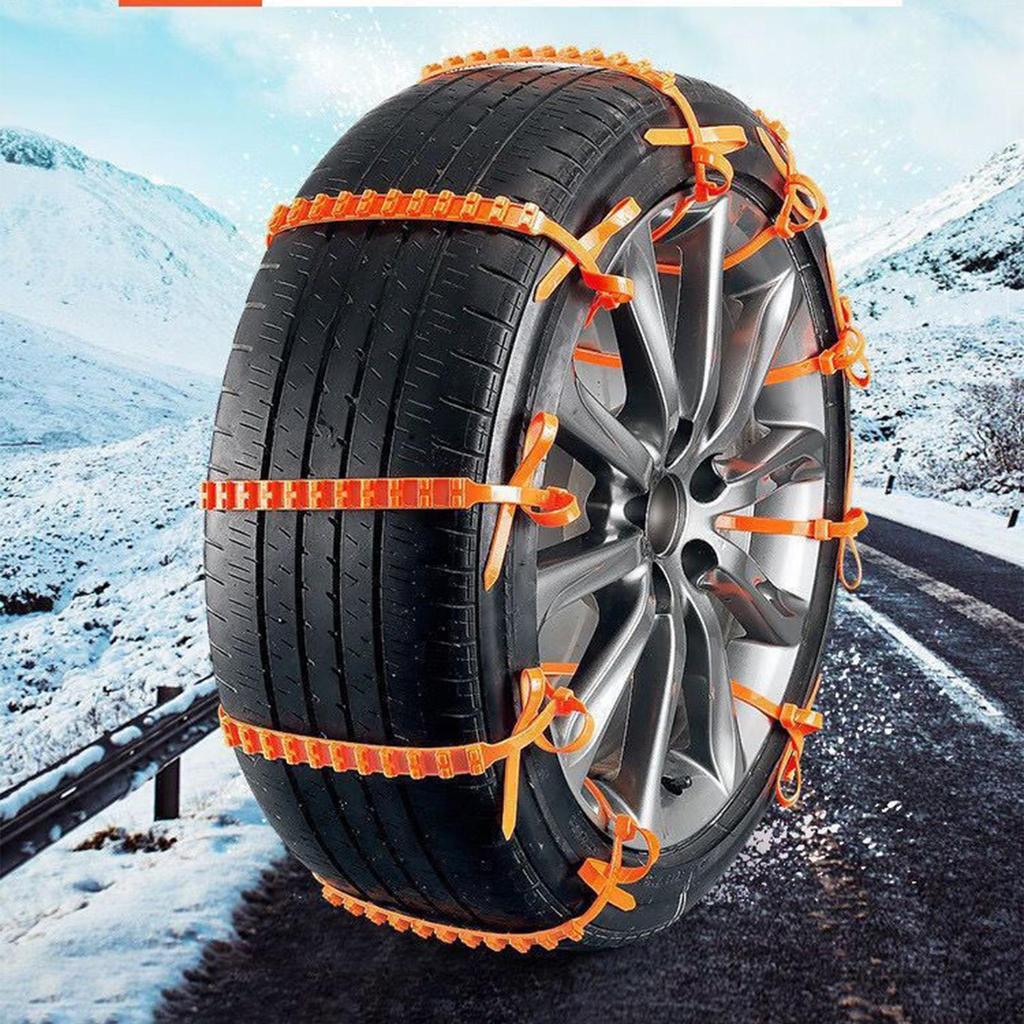 Car Snow Chains Anti Slip Tire Traction Cable 10 Pcs Zip Ties for Winter Snow Ice Emergency Kit SUV Truck Sedan Safe Driving