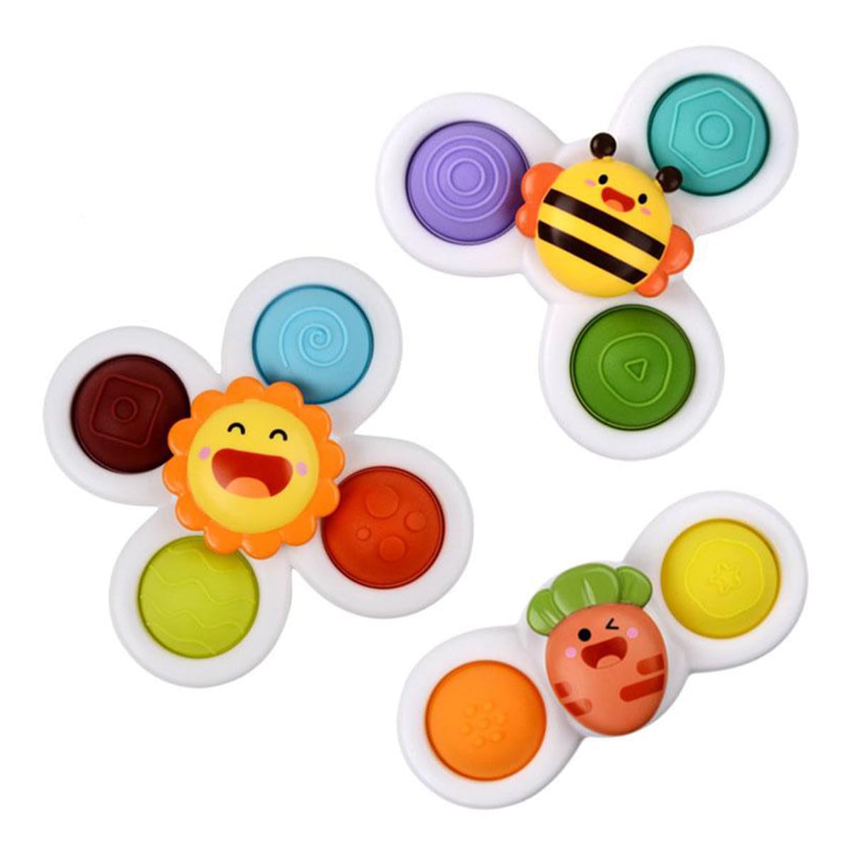 

MaiMeng Baby Toy 3-Piece Set Hand Spinner Bath Water Play Suction Cup Detachable Sun Bee Carrot Birthday Christmas Gift for 0 Months