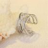 Korean 925 Silver Opening Rings Multi-layer Line Cross Mosaic Zirconia Rings For Women Jewelry S-r243