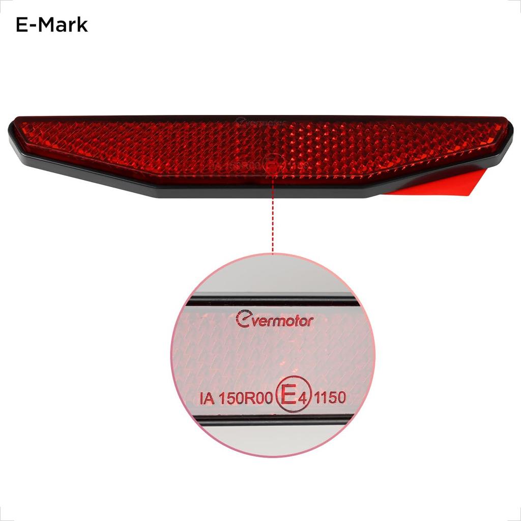evermotor 2 Pack Mini Reflector for Motorcycles - E4 Certified Aluminum Plate Easy Install Red Reflector for Scooter Bike ATV