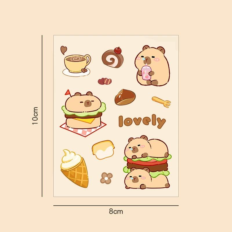 10 Sheets Cartoon Panda Stickers PET Transparent Sticky Decoration DIY Cups Diary Planner Stickers for School Gift Kids Girl