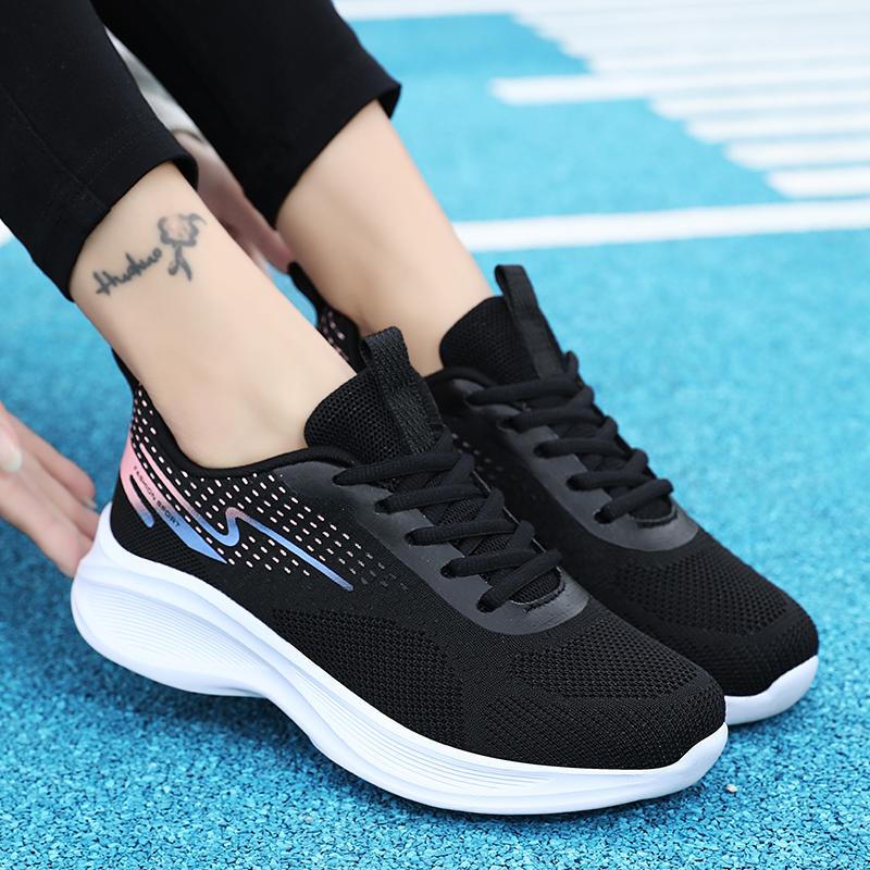 Breathale Casual Sneakers Women Knitted Lightweight Running Shoes Anti-slip Casual Sports Footwear for Jogging Walking Traveling
