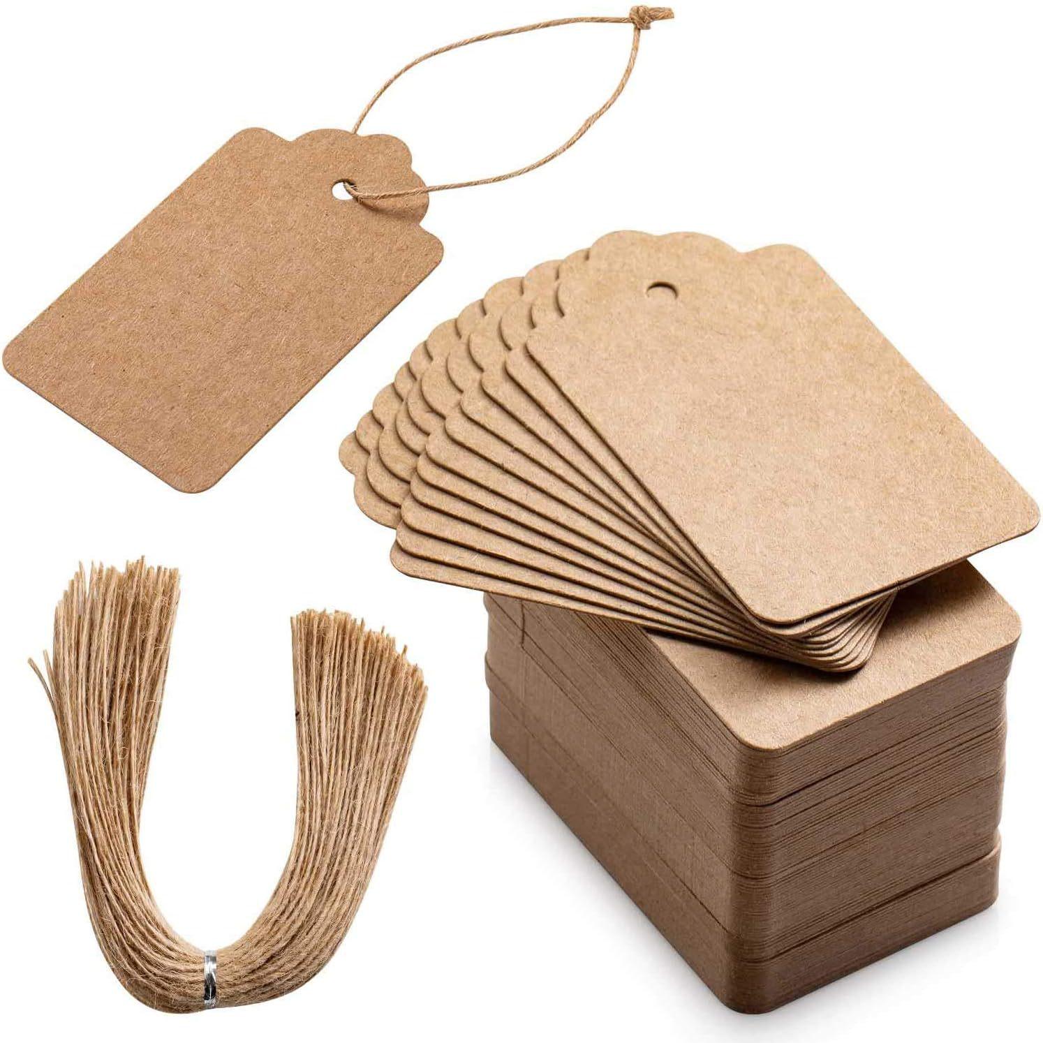 

350g Kraft Paper Hang Tags with Hemp Rope for Holiday Labels & Bookmarks Single 7.1*4.3cm card
