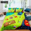 Cartoon-Auto-LKW-BaggerJunge Kinderdecke Durex Twin Full King Size 3-teiliges Bettbezug-Bettwäsche-Set Tagesdecke 200 x 200 240 x 220