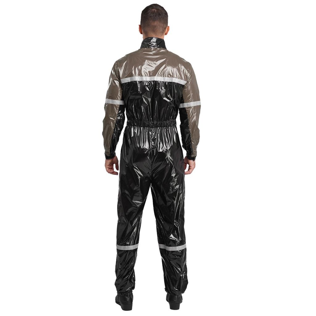 Men Stand Collar Long Sleeve Zipper Belted Jumpsuit Work Coveralls