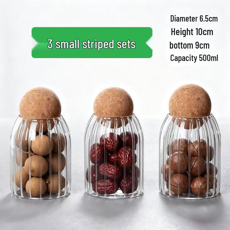ZISIZ Striped Glass Storage Jar Set