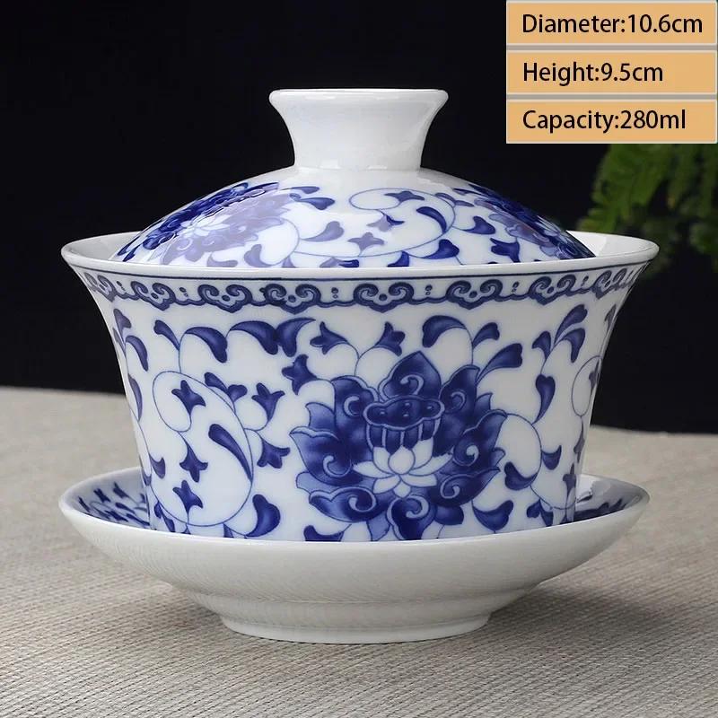 Jingdezhen Ceramic Gaiwan Teacup Handmade Tea Tureen Boutique Tea Bowl Chinese Porcelain Teaware Accessories Drinkware