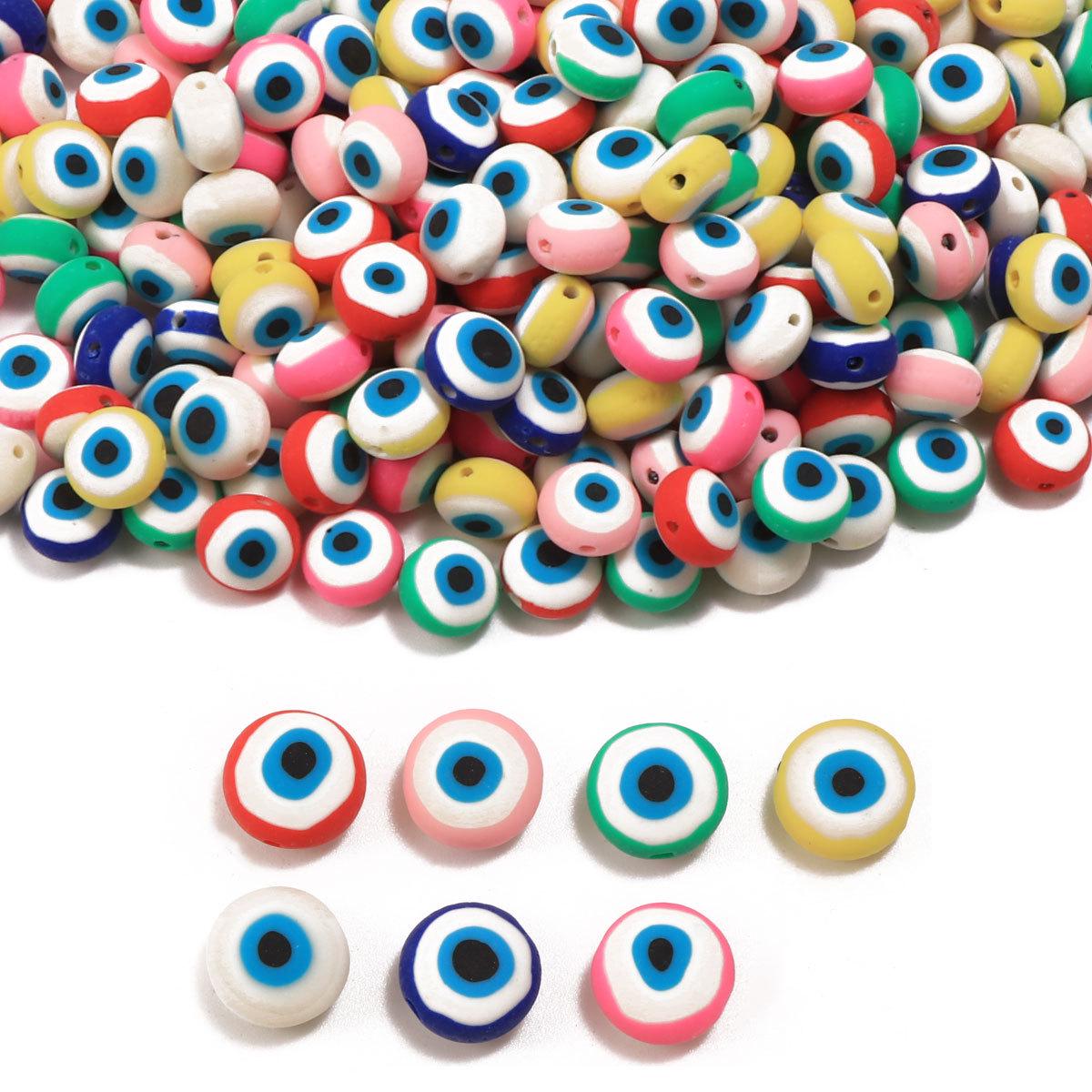 

Demon Eye Polymer Clay Beads: 100-Piece Pack for Handmade Jewelry - Bracelets, Necklaces, and Wristbands RT048