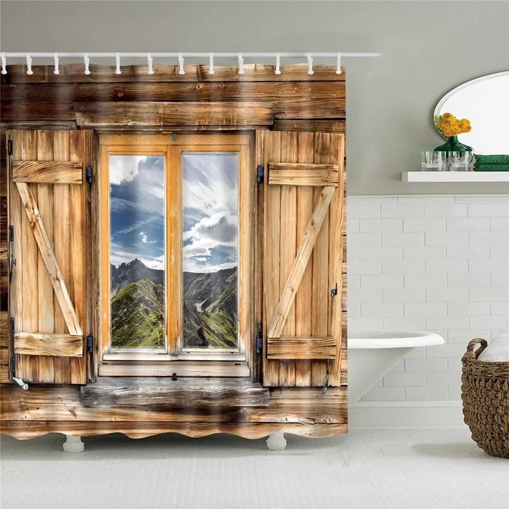 Paris Eiffeltornet Tryck Badrum Duschdraperi Vattentät Badrumsinredning Gardiner Bergskog Badrumsgardin Med Krokar