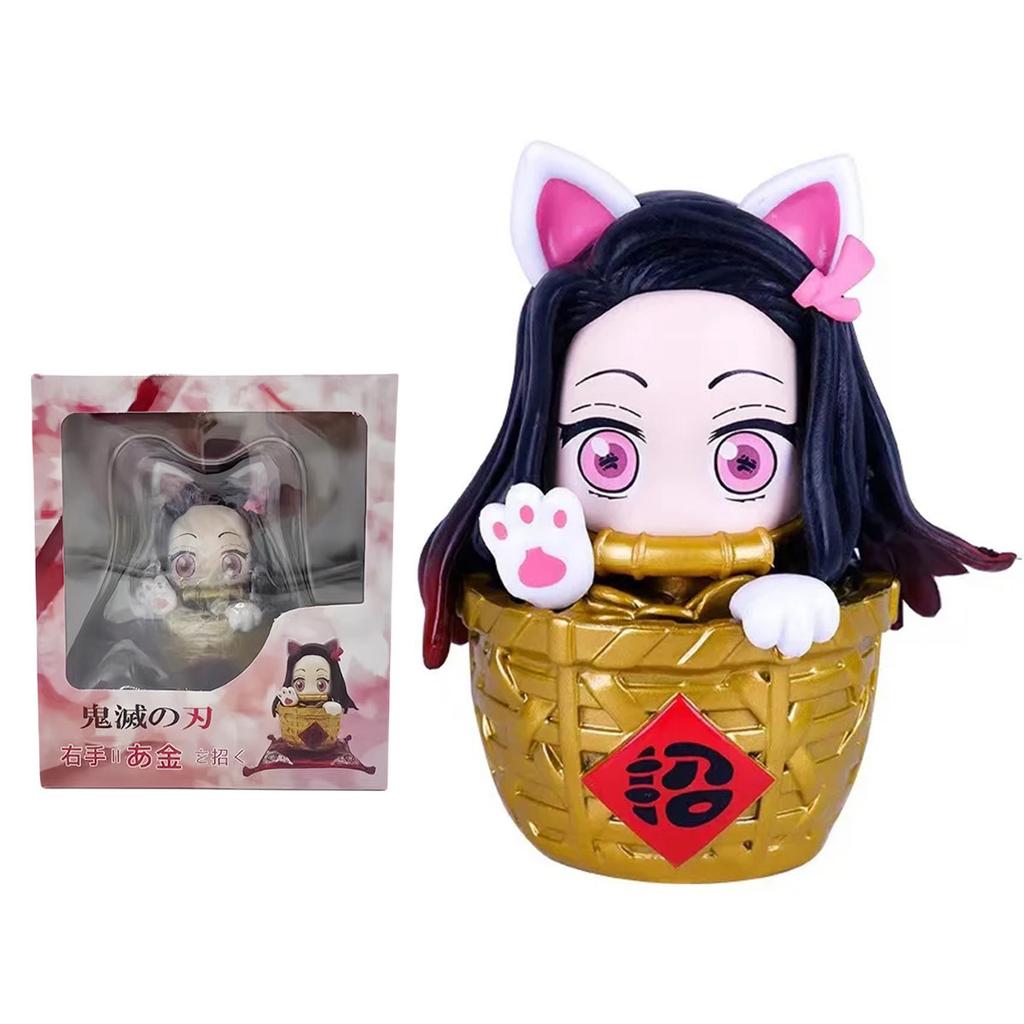 11cm Φιγούρα Anime Demon Slayer Kamado Nezuko Γάτα της Τύχης Κλουβί Μεταμφίεσης Εσωτερικό Χαριτωμένο Μοντέλο Παιχνίδι Συλλογή Δώρου Φιγούρα Δράσης
