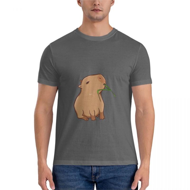 Capybara with a Leaf, Eat Your Greens! Classic T-Shirt Oversized T Shirt Men T Shirts for Men Mens Vintage T Shirts