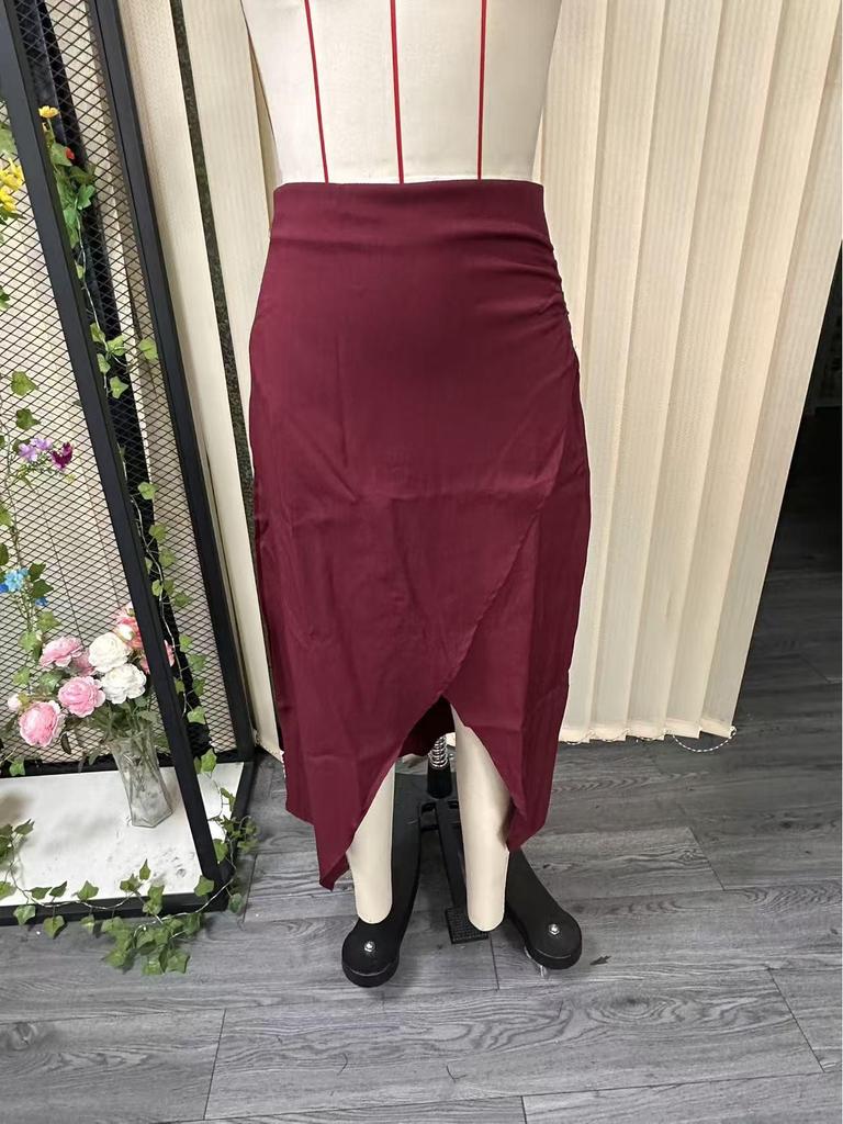 Nouvelle jupe rétro sexy ajustée à taille haute fendue pour femme Printemps-Été