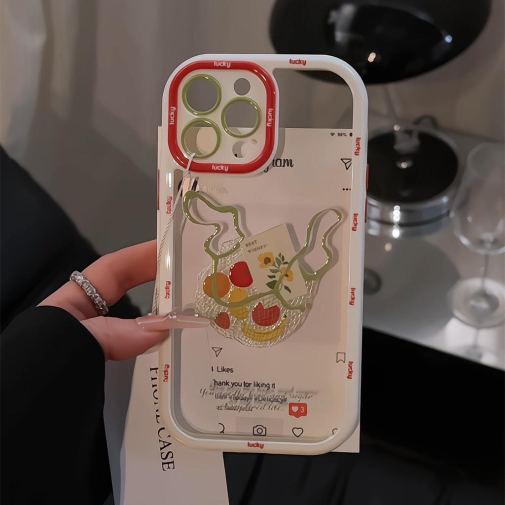 Net Pocket Fruit Cream Shell for Apple 16/15 Mobile Phone Case 14 Anti-fall 13 Creative 12 Advanced 11 New Style