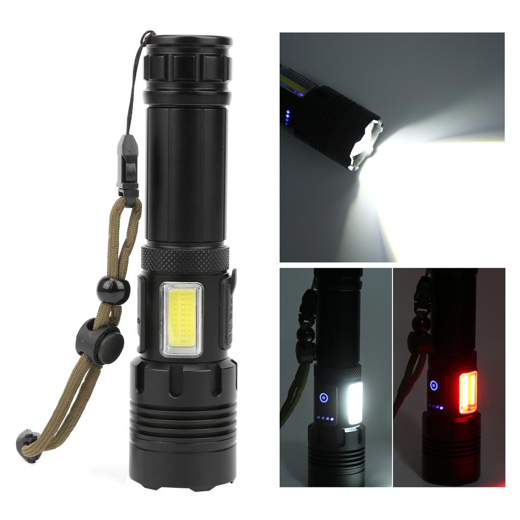 XHP70+COB Rot- und Weißlicht Starke Helligkeit Zoom Taschenlampe Lade-Taschenlampe Ausrüstung