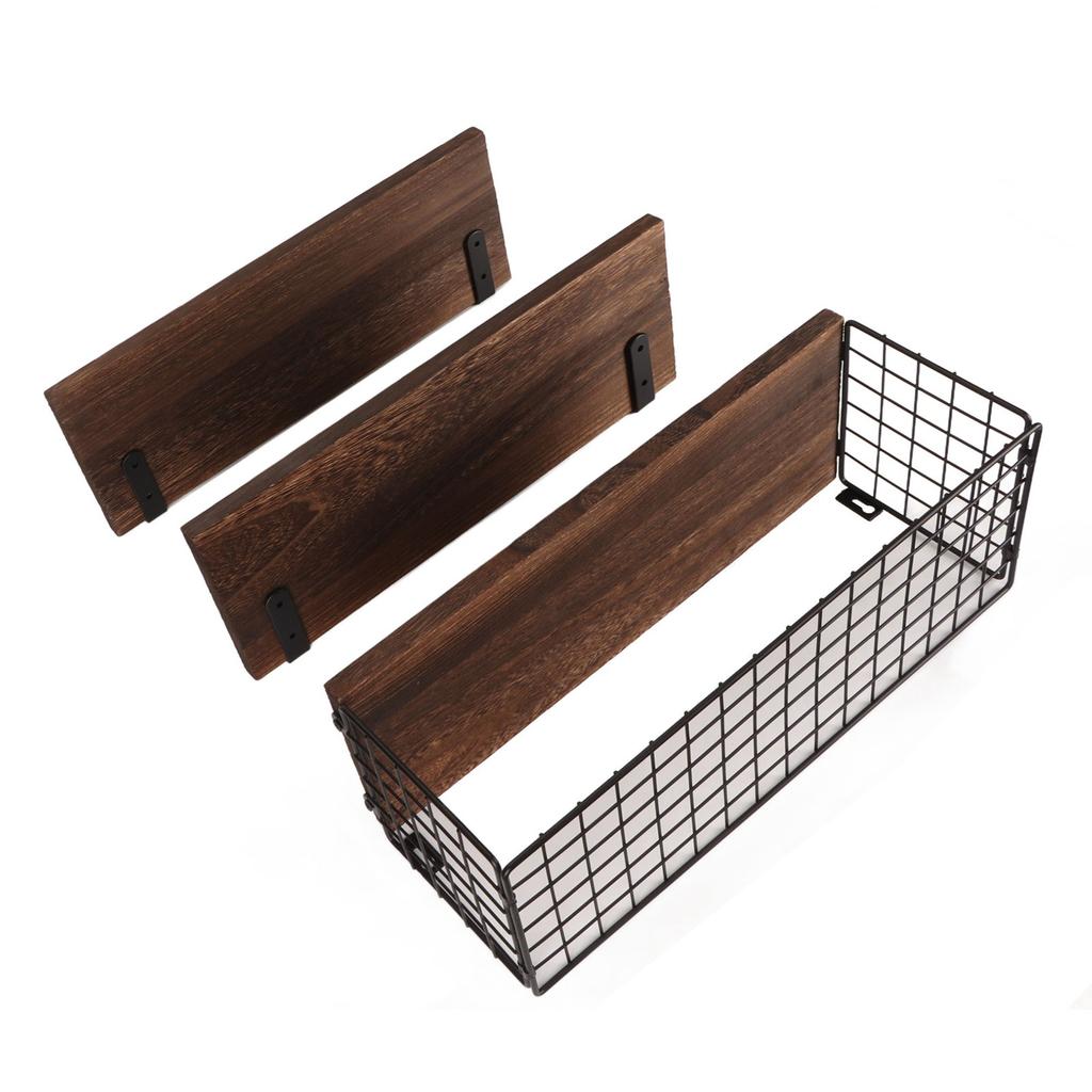 Wall Floating Shelves Candlenut Adjustable Dark Brown Wall Mounted Storage Shelves for Bathroom Bedroom Kitchen Garage