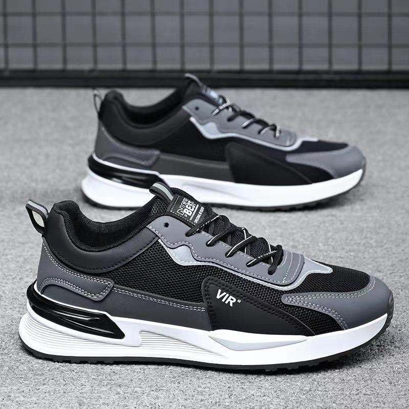 Leather sneakers men's 2025 new Korean version of trendy Forrest Gump shoes low-top lace-up running shoes soft-soled breathable men's shoes