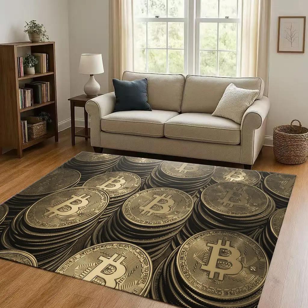 HD Rich BTC Bitcoin Circuit Board Art Cartoon Living Room Non-Slip Area Rug Carpet for Bedroom Playroom Sofa,Home Decor Doormat