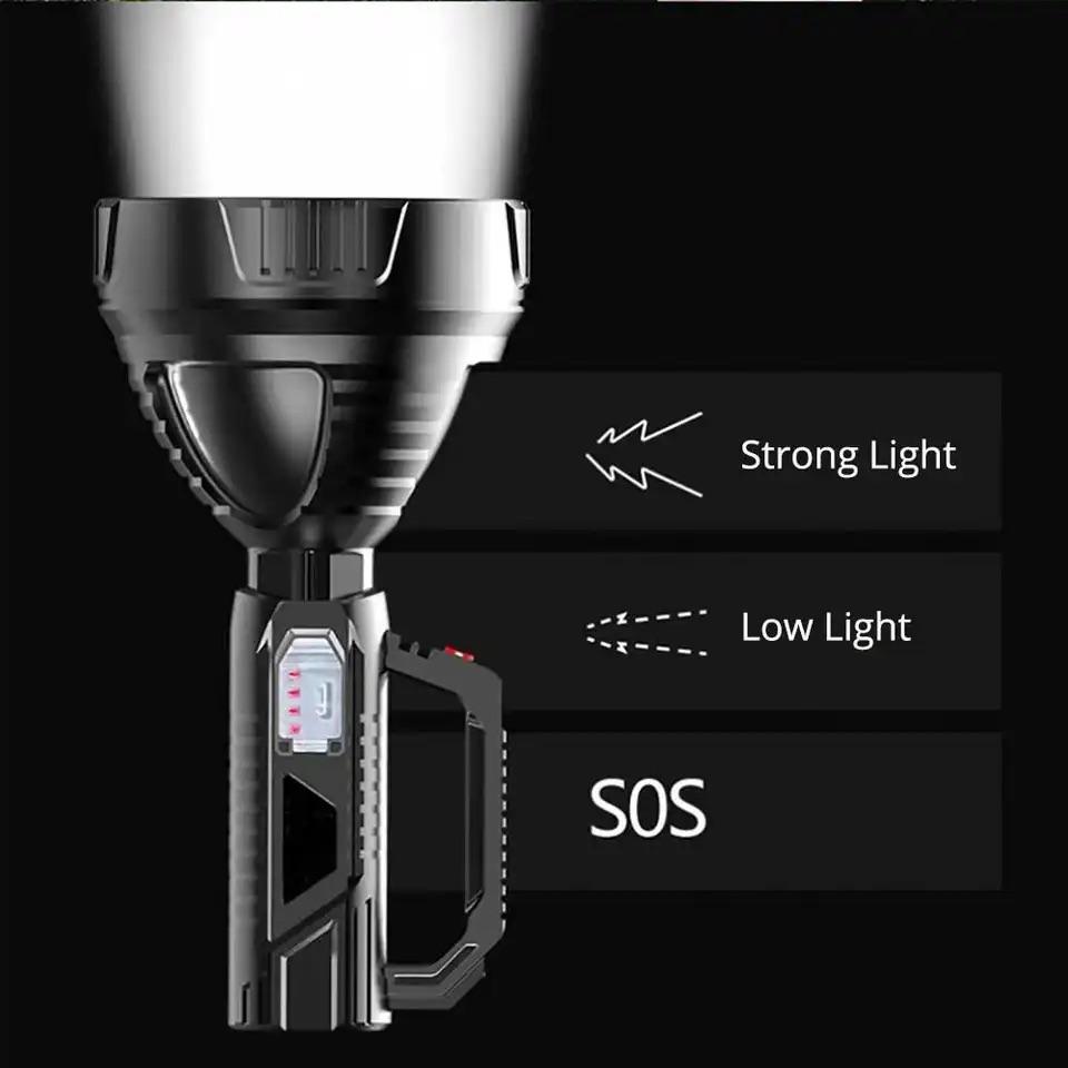 Super Bright P100 Led Flashlight High Power Long Shot Torch USB Rechargeable Handheld Searchlight Outdoor Spotlight Camping Lamp