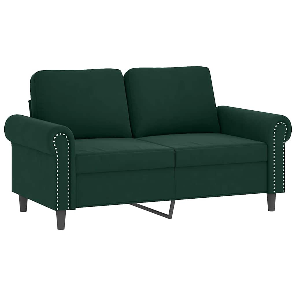 Vidaxl 2-Osobowa Sofa Z Poduszkami, Ciemnozielona, 120 Cm, Aksamit