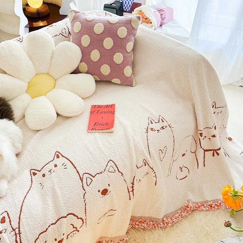 Modern Chenille Sofa Cover Entire Season Universal Simple Design Dual-sided Cat-proof Sofa Blanket Cover for Home Decor