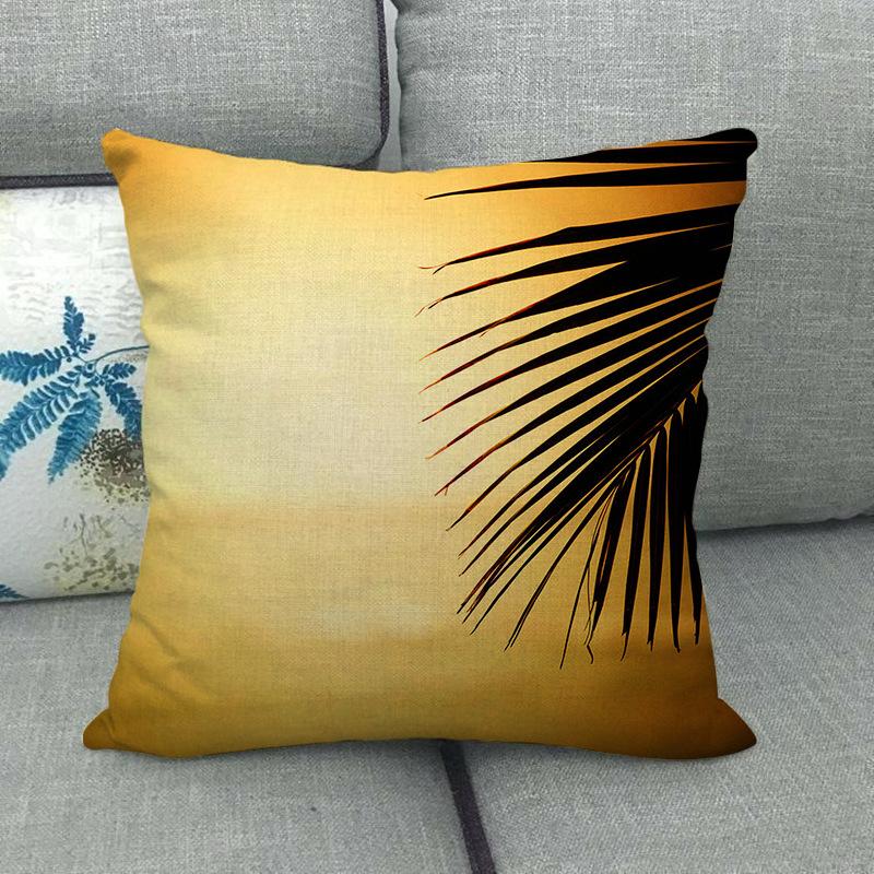 Palm Tree Leaves, Turtle-Back Bamboo Plant Digital Printing Short Plush Pillow Covers For Sofa Office Cushion Cover Home Goods