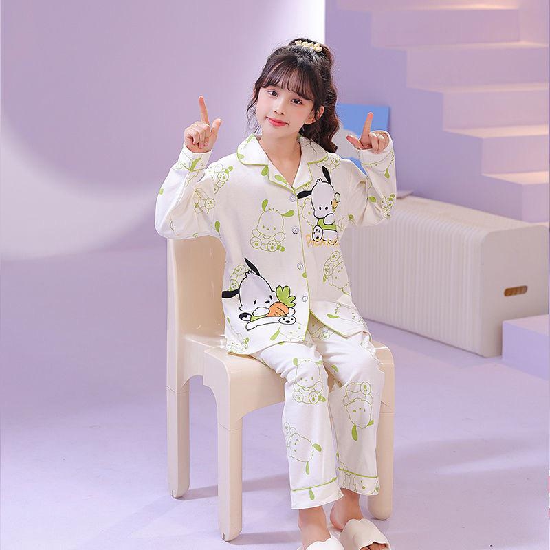 Children's Long Sleeve Cartoon Pajama Set - Spring/Autumn Home Wear for Girls