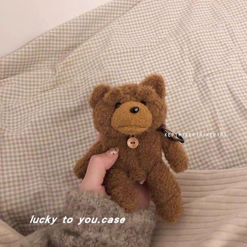 

Милая кукла Объемный коричневый медведь для Airpods4/3 Защитный чехол Apple Pro Беспроводной чехол для наушников 1/2 поколения Apple Airpods 4 Dark brown plush bear