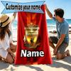 Custom Name Personalized Football Team Print Beach Towel, for Trip Camping Beach Party Home Decor, Birthday Gift for Family & Friends