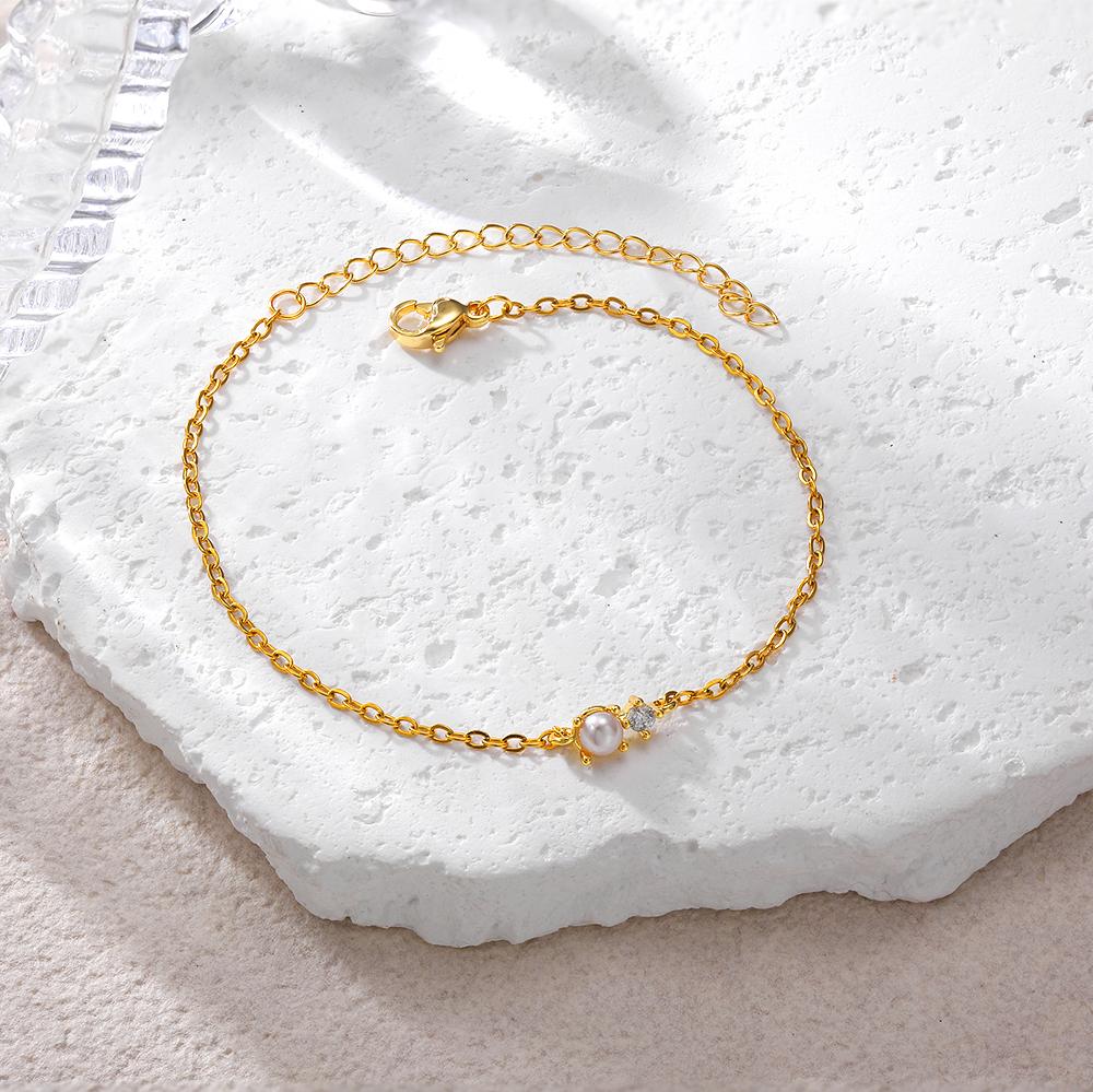 Pulseira de Pérolas de Água Doce Dourada com Contas da Moda para Mulheres Pérolas Naturais com Pulseira de Corrente de Elo Pulseiras Joias com Pingentes