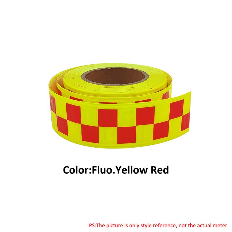 VOOFENG Print Checker Microprismatic Reflective PVC Tape Sewing on Clothes Bag Police Workwear Warning Tape Reflector 5cm Width