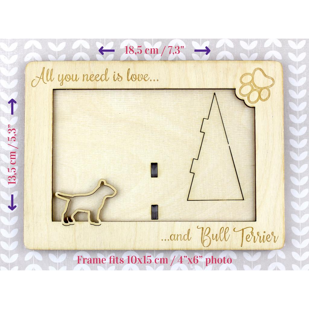 Bull Terrier, Bully – Photo frame, engraved wooden frame | Art-Dog