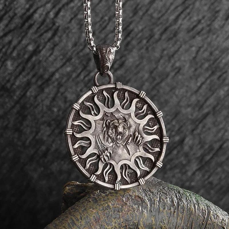 Sieben Engel Magischer Kreis Salomons Siegel Amulett Halskette Anhänger Herren Punk Retro Glücksbringer Schmuck