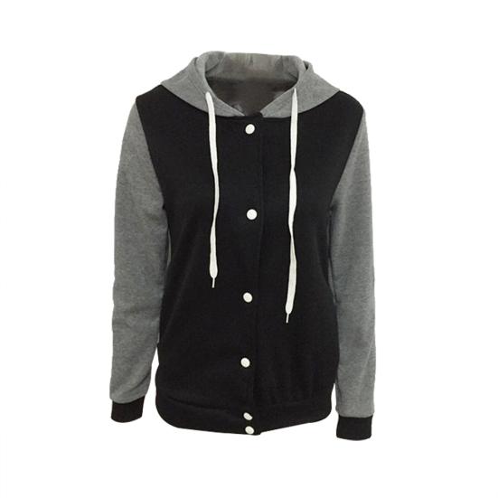 

Autumn Sports Women Color Block Hoodies Coat Long Sleeve Hooded Jacket Outwear M