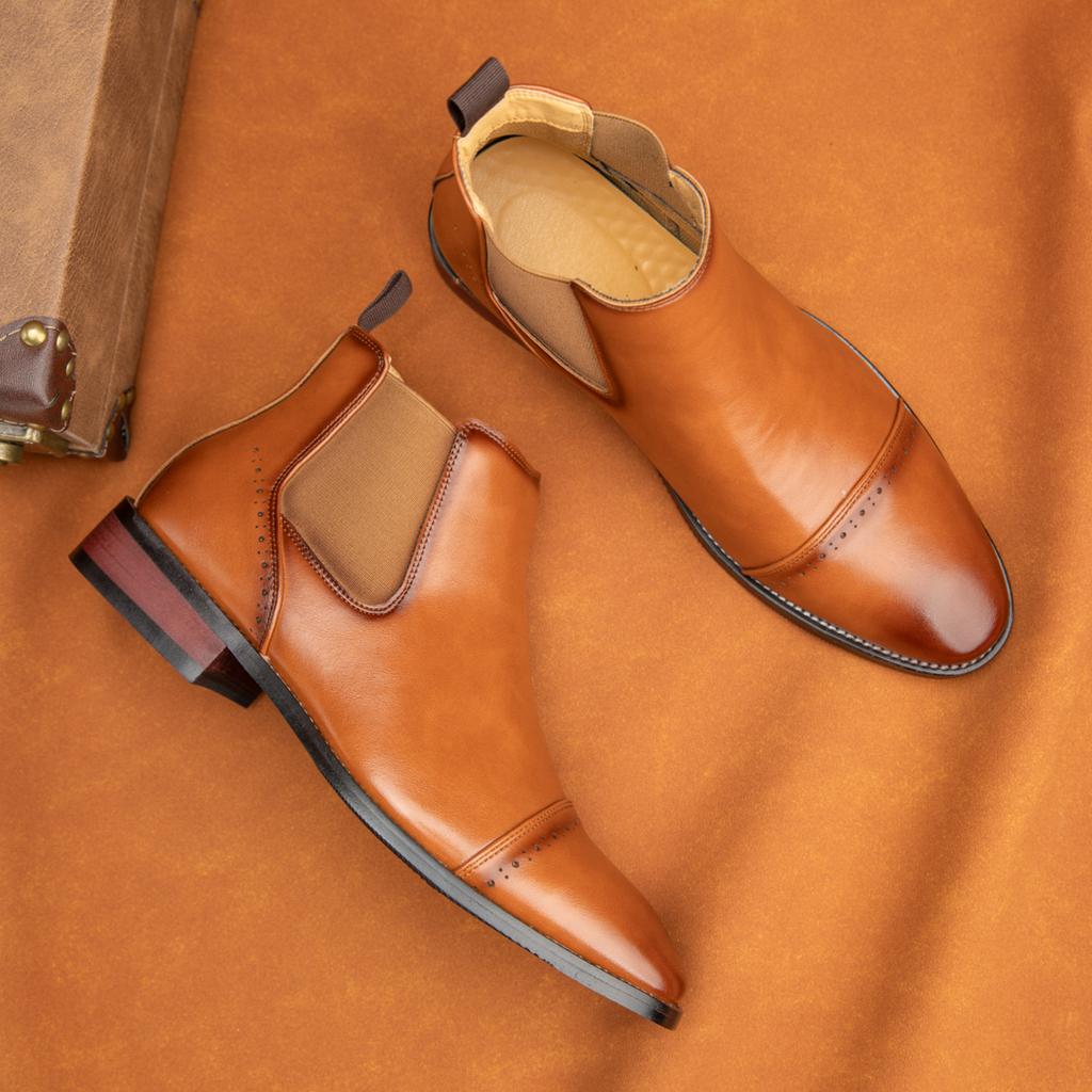 Pointed Toe Men Business Chelsea Boots Comfortable Casual Shoes Fashionable Man Ankle Boots Elegantes High Top Footwear Sneakers