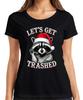 Lets Get Trashed Christmas Raccoon Santa Hat Party Funny Ladies Tshirt