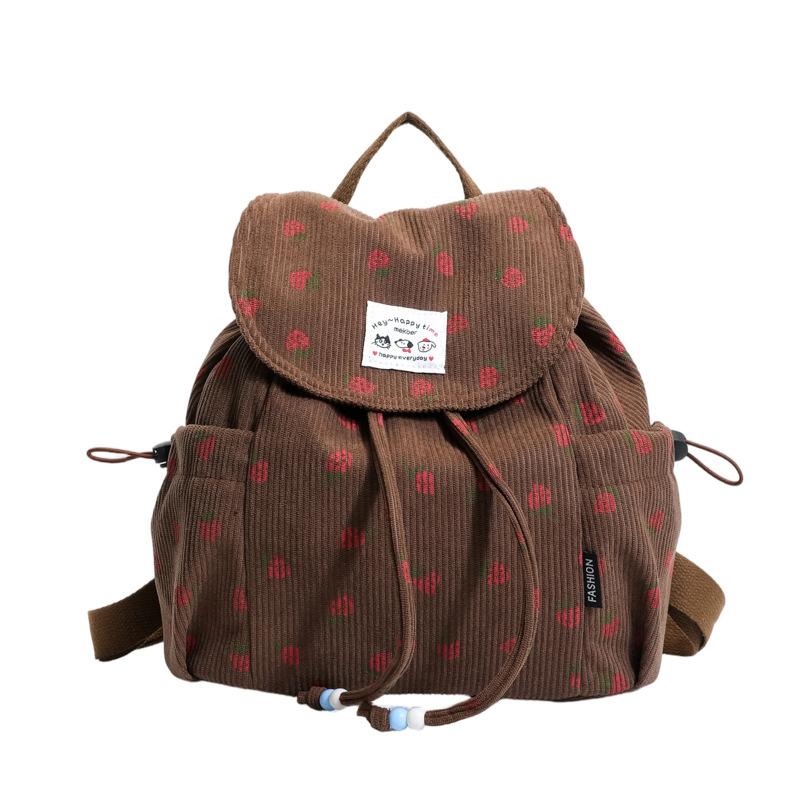Mochila escolar estilo ins coreano de pana para mujer con estampado dulce mochila pequeña para estudiante mochila casual con cordón para ir al trabajo