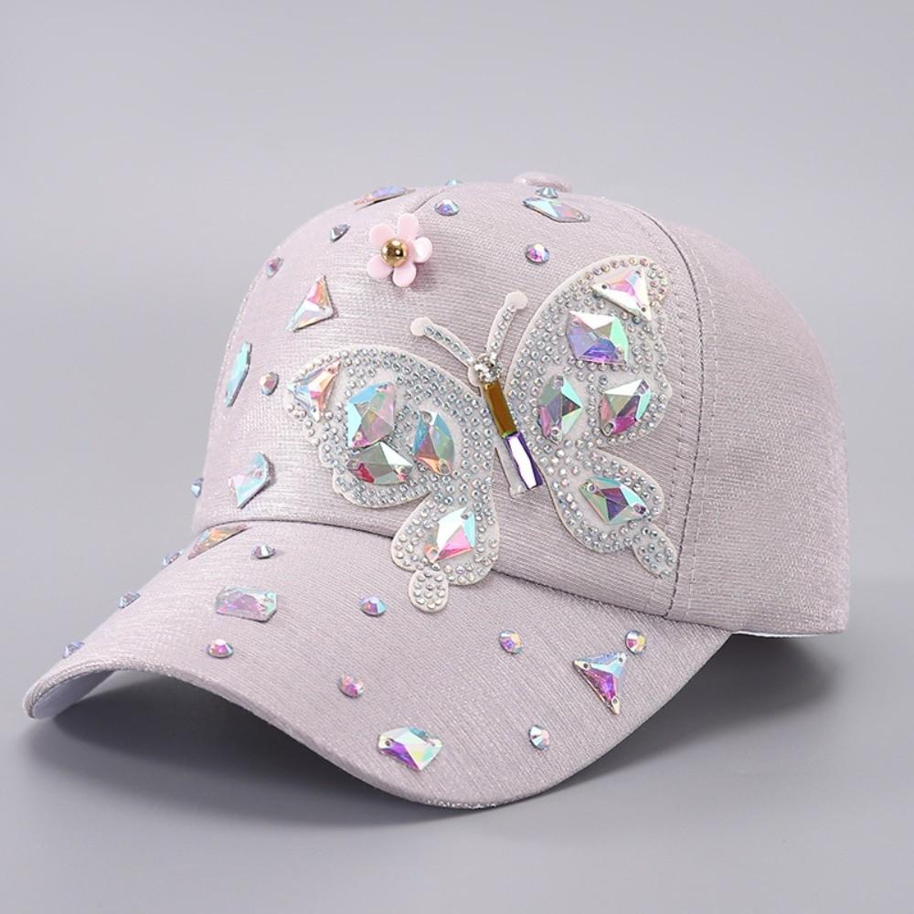 Butterfly Design Butterfly Baseball Cap Adjustable Glitter Baseball Hat Rhinestone Baseball Cap