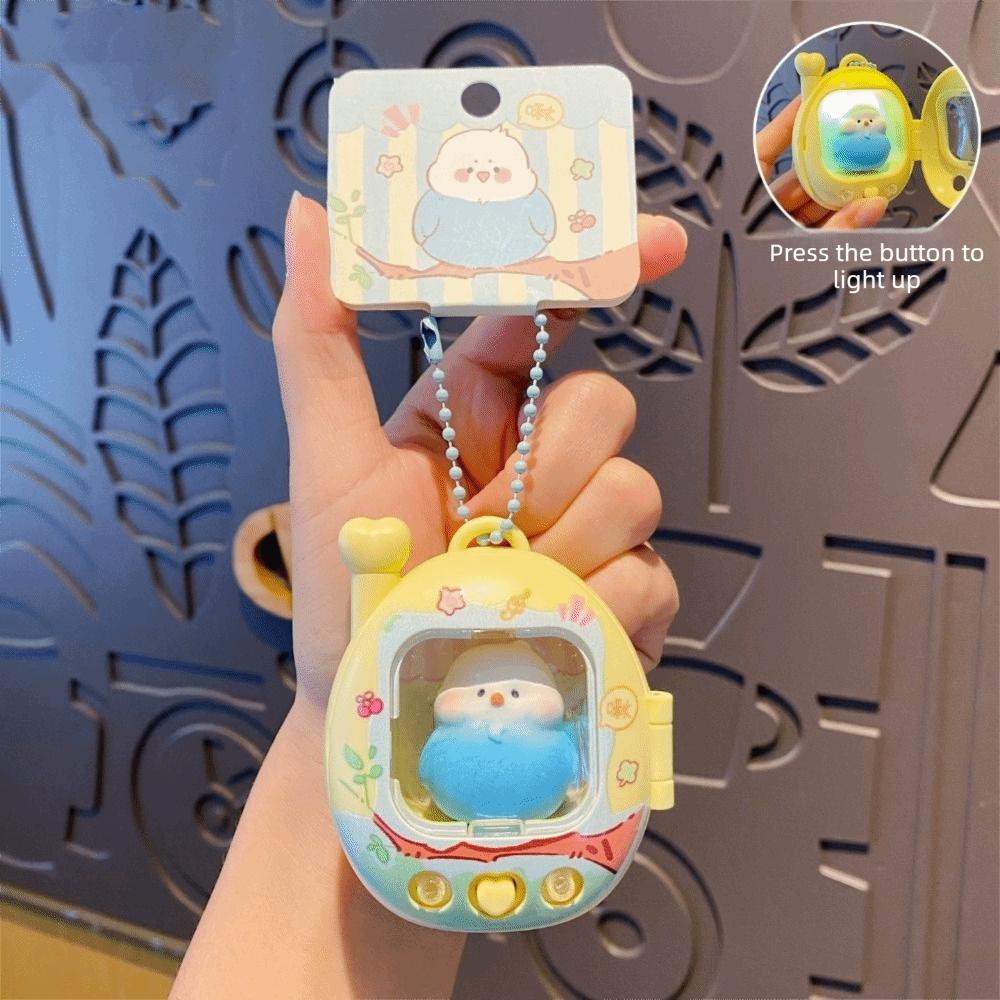 Retro Television Light Up Pendant Press Flash Birds Doll Keyring Parrot Keychain Birthday Gifts