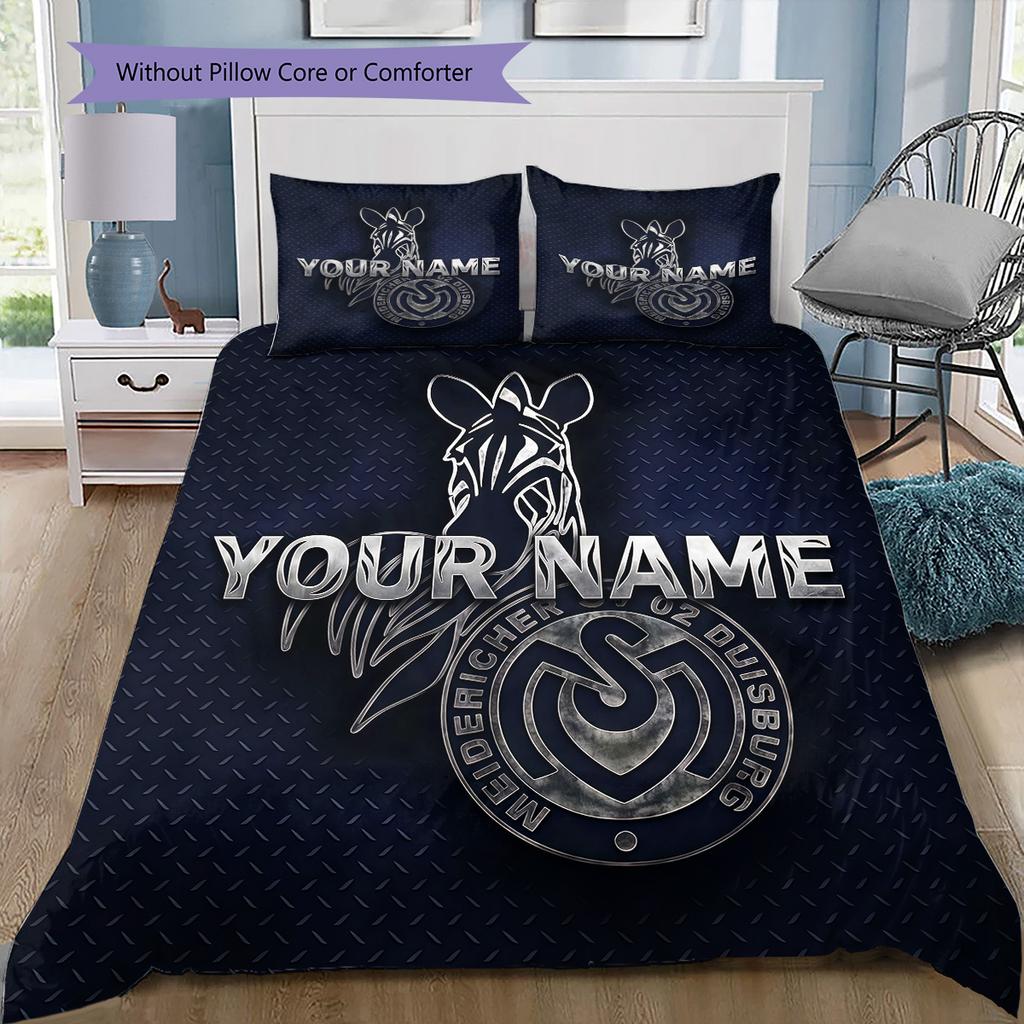 Msv Duisburg Custom Name Pattern Bedding Quilt Set Quilt Cover Pillowcase Home Birthday Gift(1 * Duvet Cover + 2 * Pillowcase, Without Core)