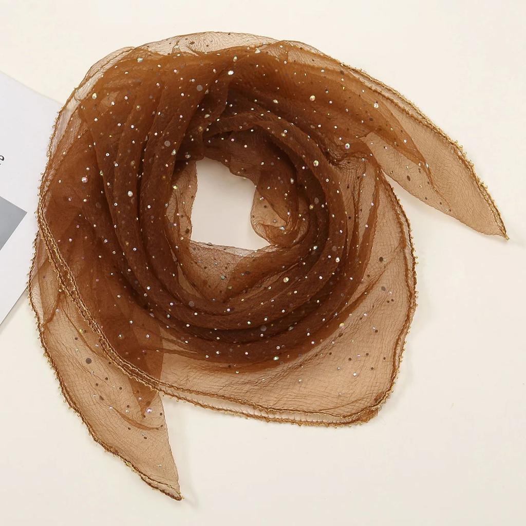 Fashion Hot Diamond Hijab Full Sky Star Square Scarf Headwraps Thin Veil Bandana Headband Foulard Female Headscarf Turban