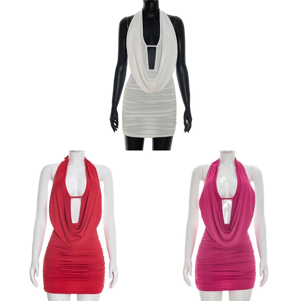 Spring Sexy Spliced Backless Slip Dress For Casual Travel And Daily Wear