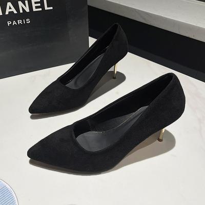 Fashion Autumn New Thin Heel Shoes Women Fashion Pointy Shallow Mouth Suede A Slip-on Temperament High Heels