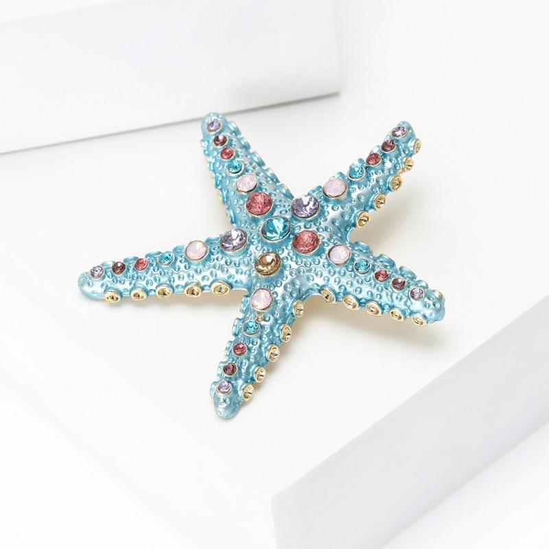 Crystals Starfish Brooch Pin For Women Versatile Fashion Jewelry Gift Party Everyday Wear